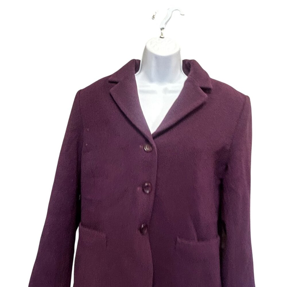 Cleo Plum Wool-Blend Three-Button Tailored Blazer Size 12P - Picture 4 of 6